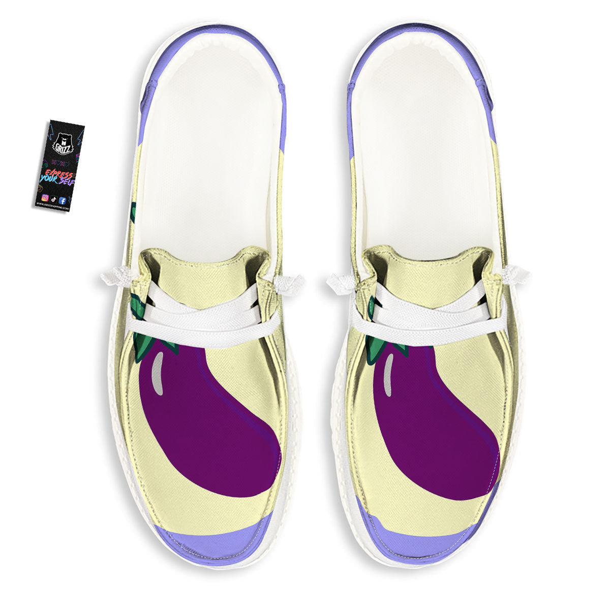 Eggplant Print White Loafers-grizzshop