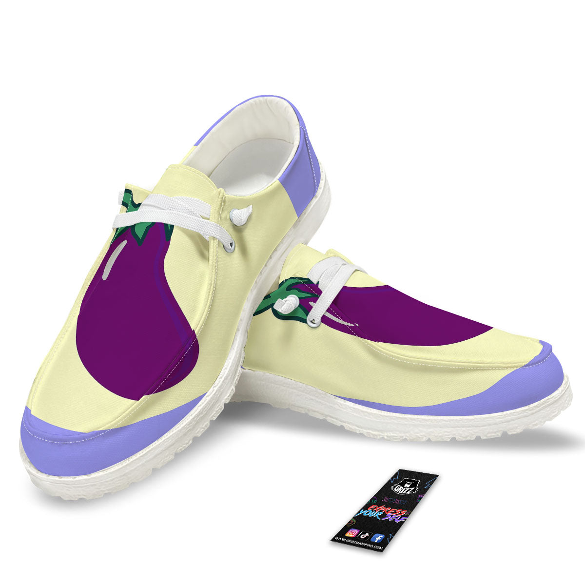 Eggplant Print White Loafers-grizzshop