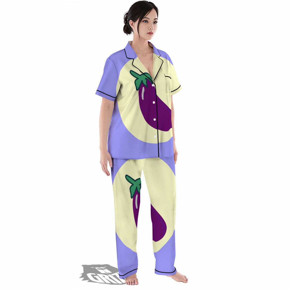 Eggplant Print Women's Pajamas Set-grizzshop