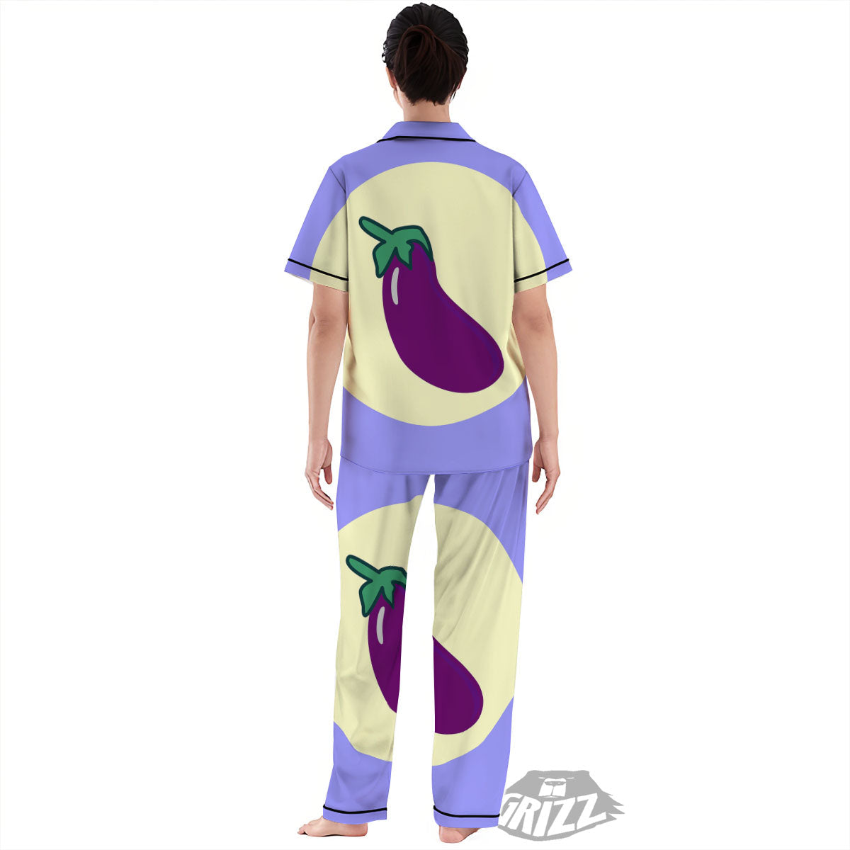 Eggplant Print Women's Pajamas Set-grizzshop