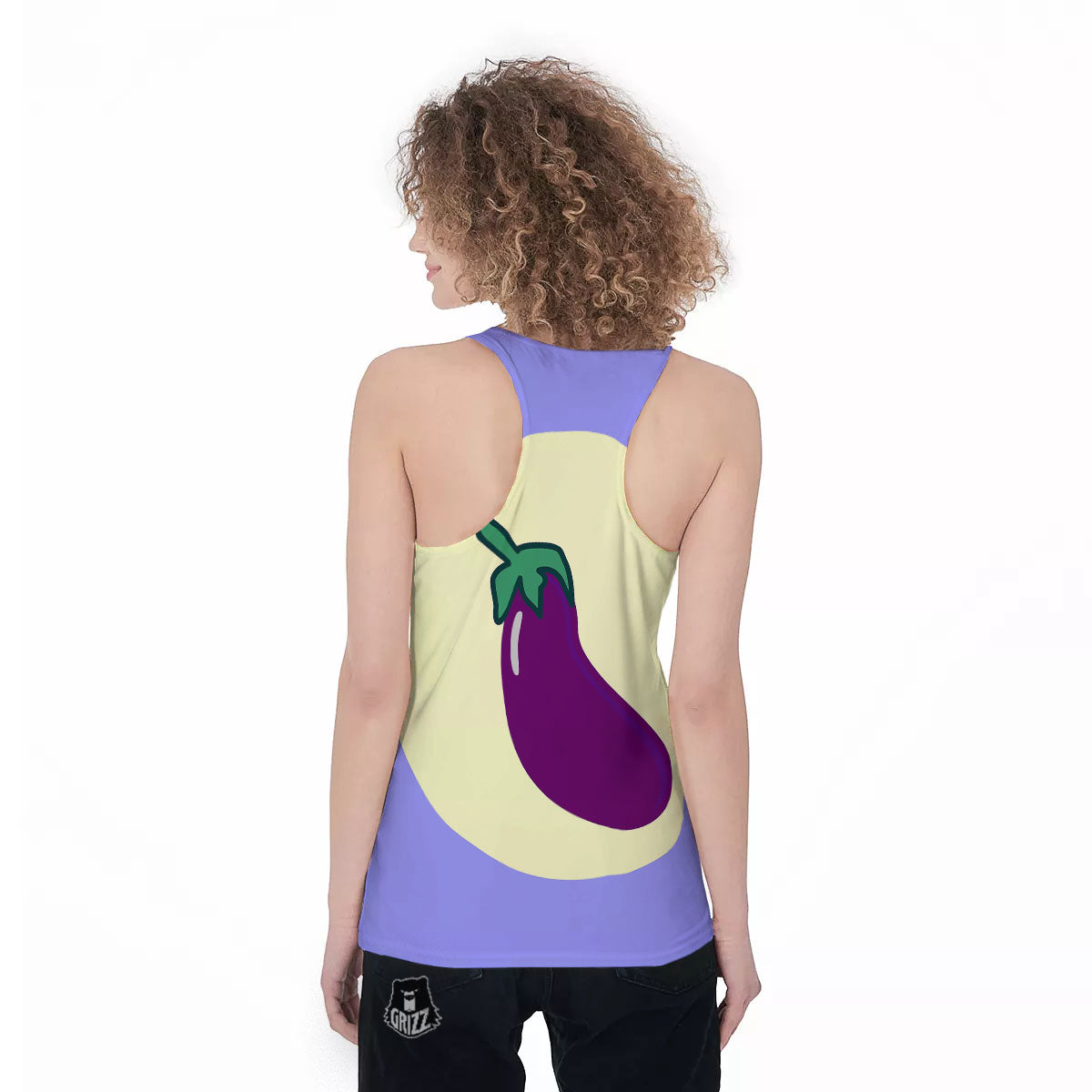 Eggplant Print Women's Racerback Tank Top-grizzshop