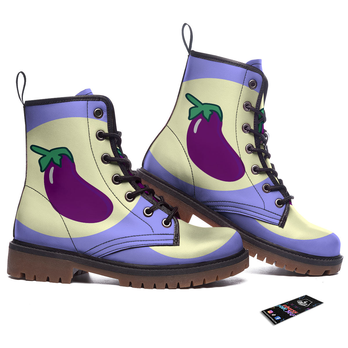 Eggplant Print Work Boots-grizzshop