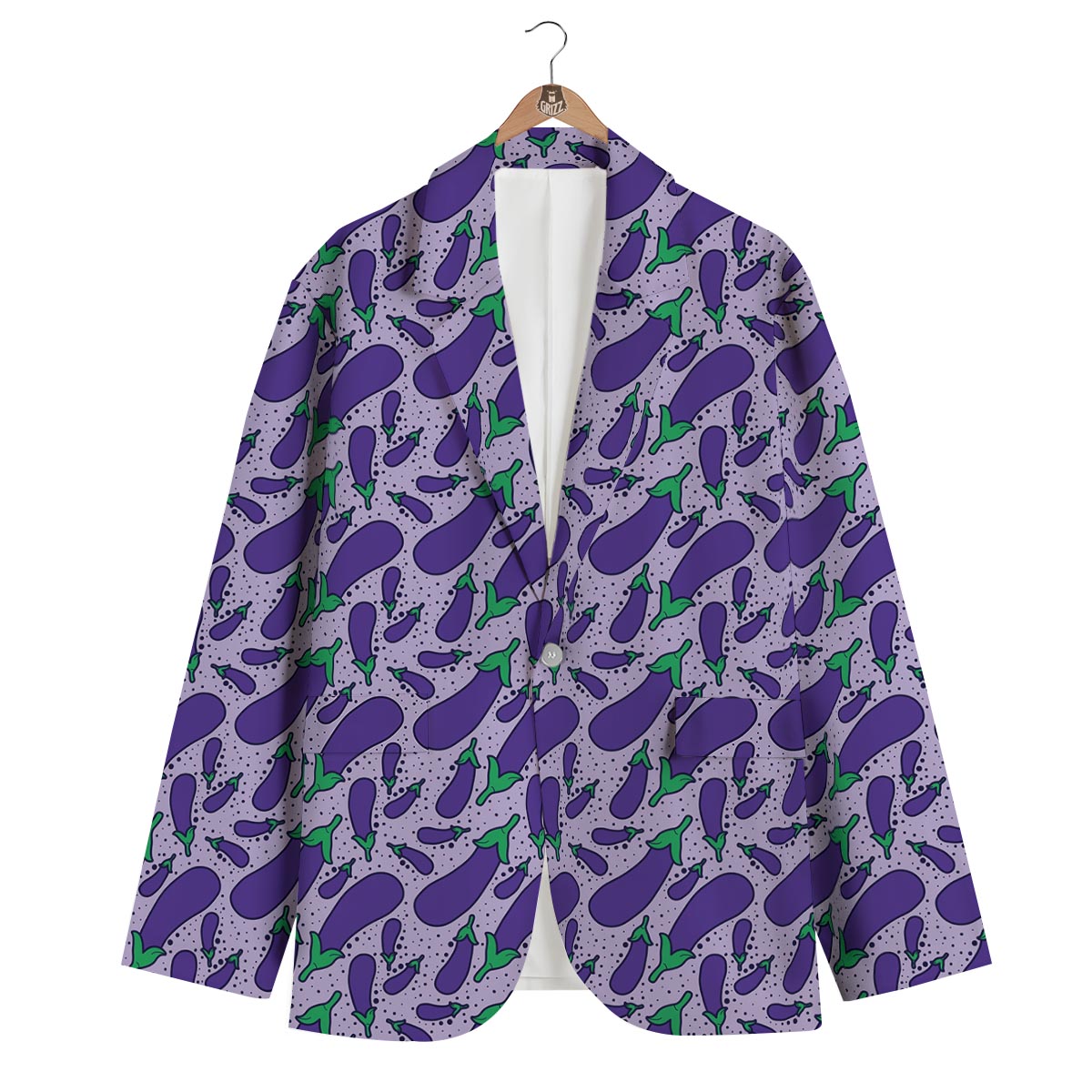Eggplant Purple Cute Print Pattern Men's Blazer-grizzshop