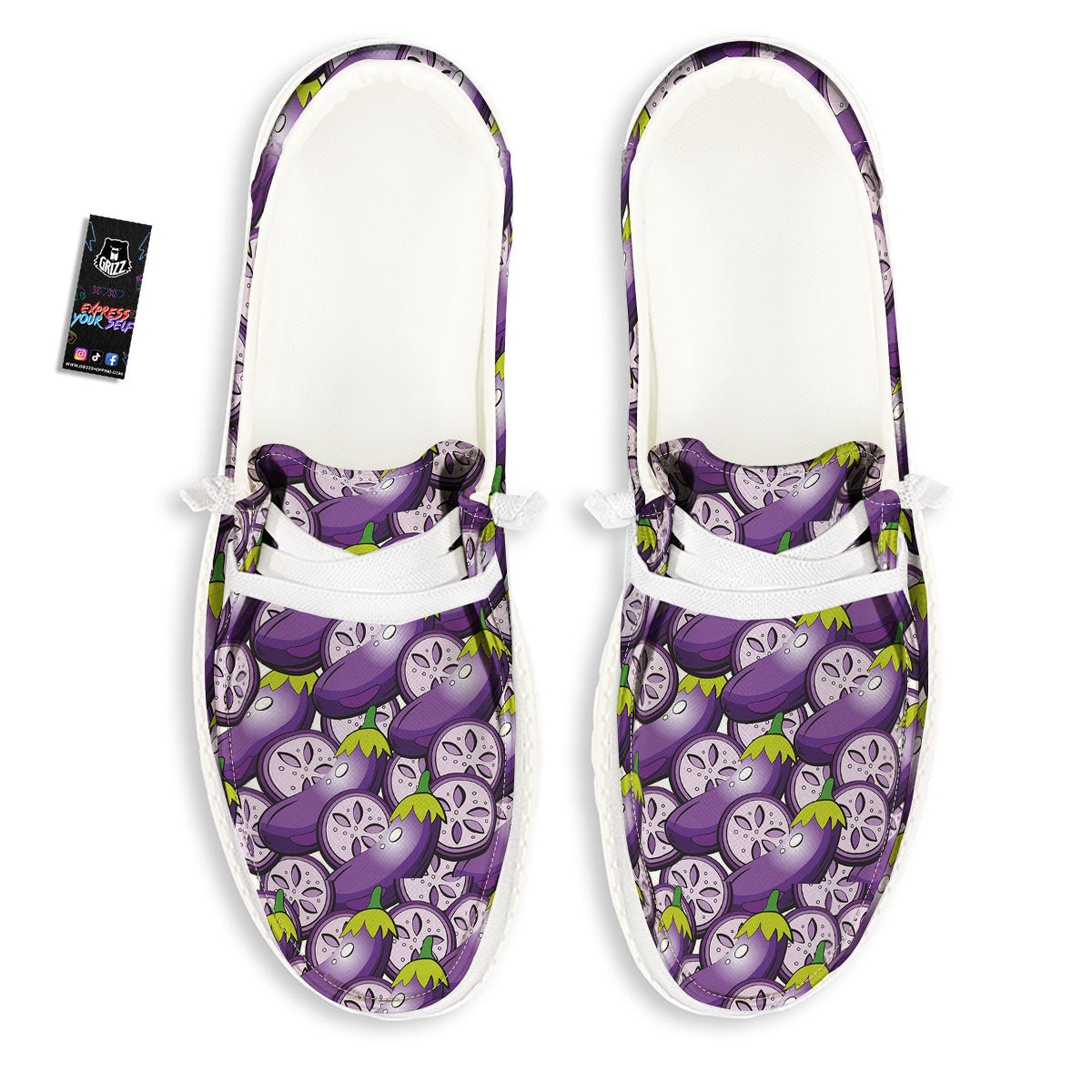 Eggplant Purple Print Pattern Black Loafers-grizzshop