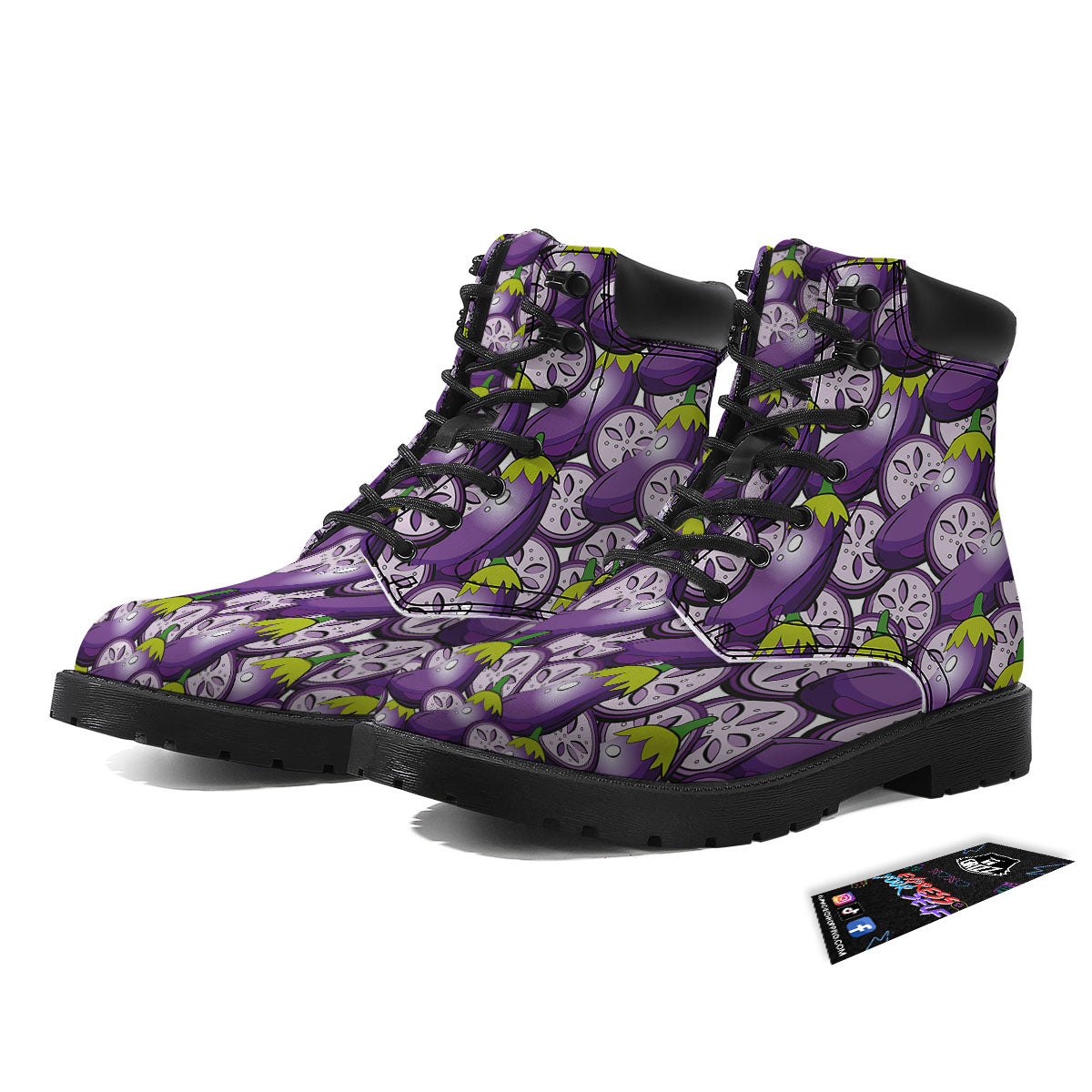 Eggplant Purple Print Pattern Boots-grizzshop