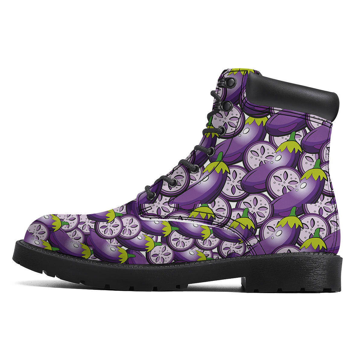 Eggplant Purple Print Pattern Boots-grizzshop