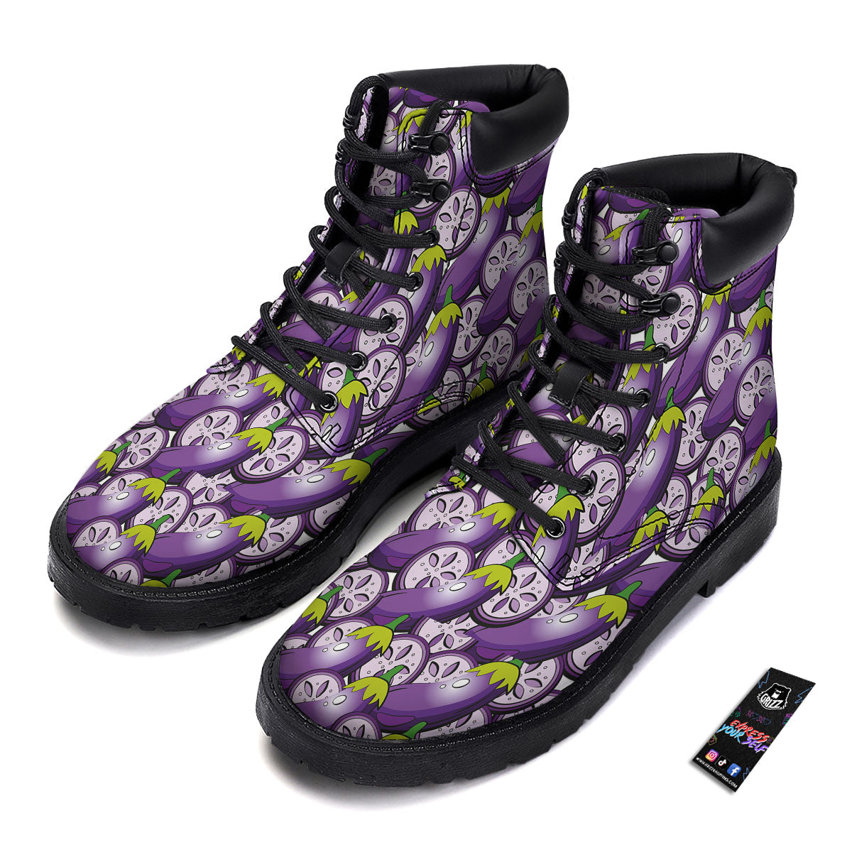 Eggplant Purple Print Pattern Boots-grizzshop