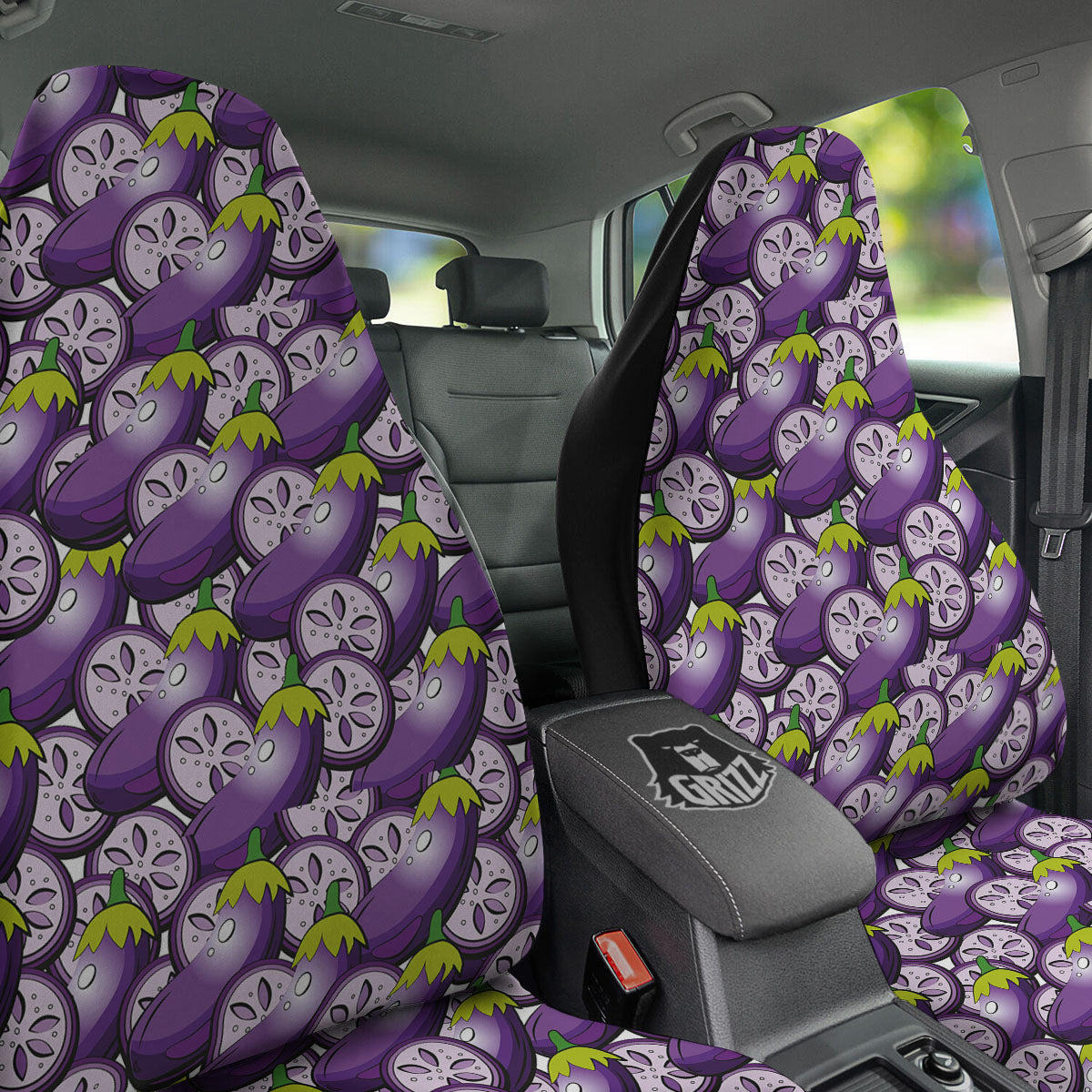 Eggplant Purple Print Pattern Car Seat Covers-grizzshop