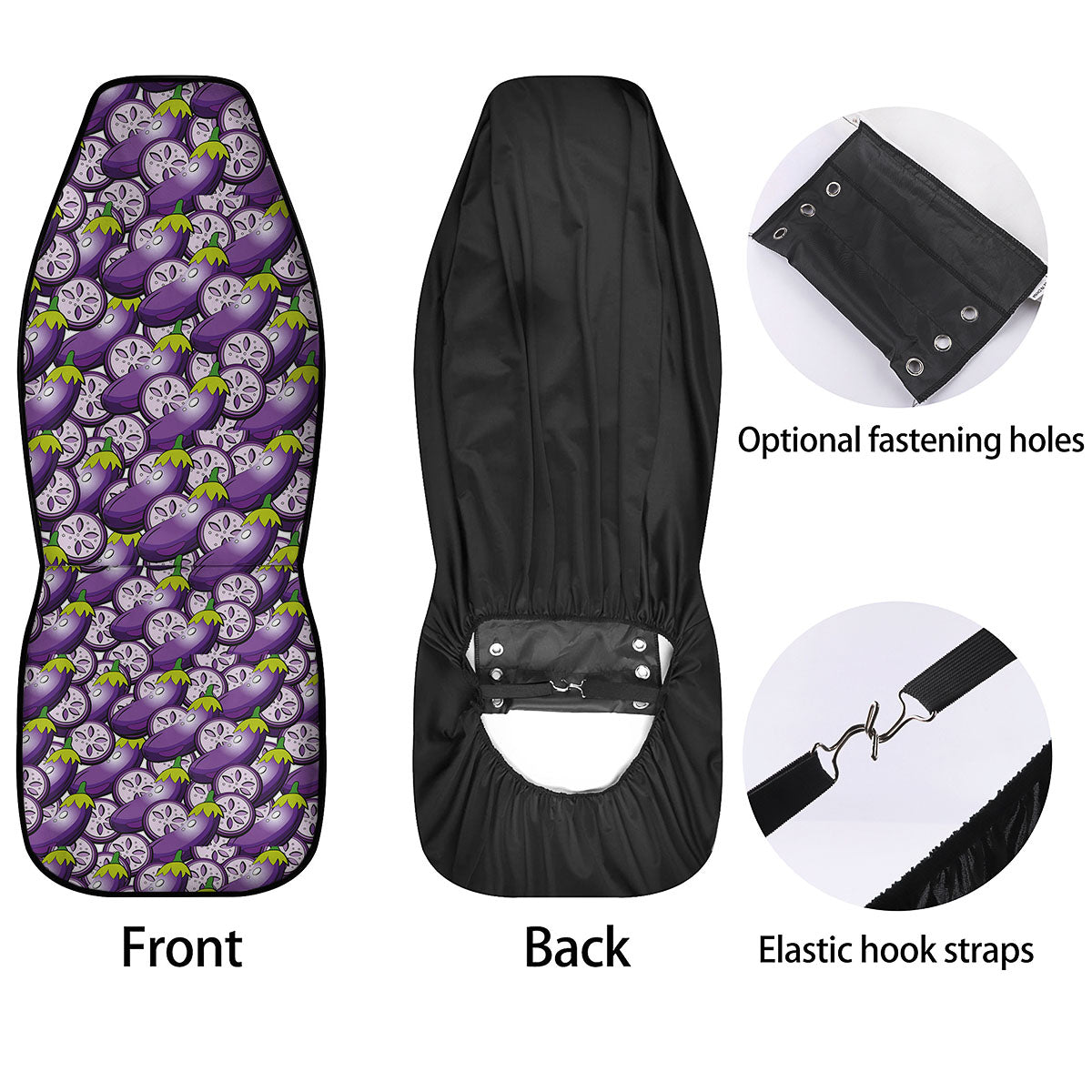 Eggplant Purple Print Pattern Car Seat Covers-grizzshop