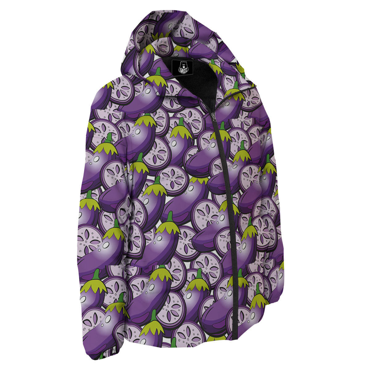 Eggplant Purple Print Pattern Down Jacket-grizzshop