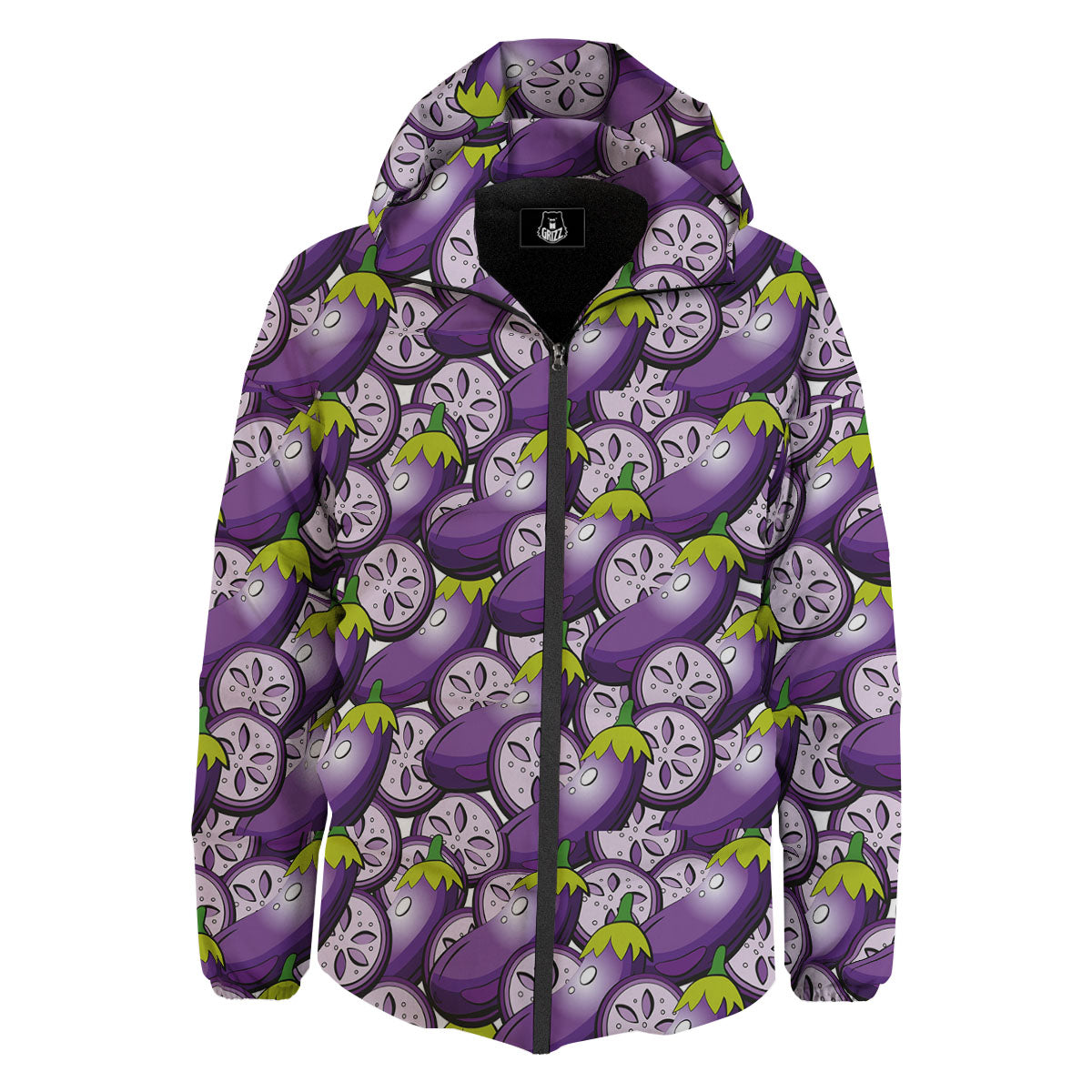 Eggplant Purple Print Pattern Down Jacket-grizzshop