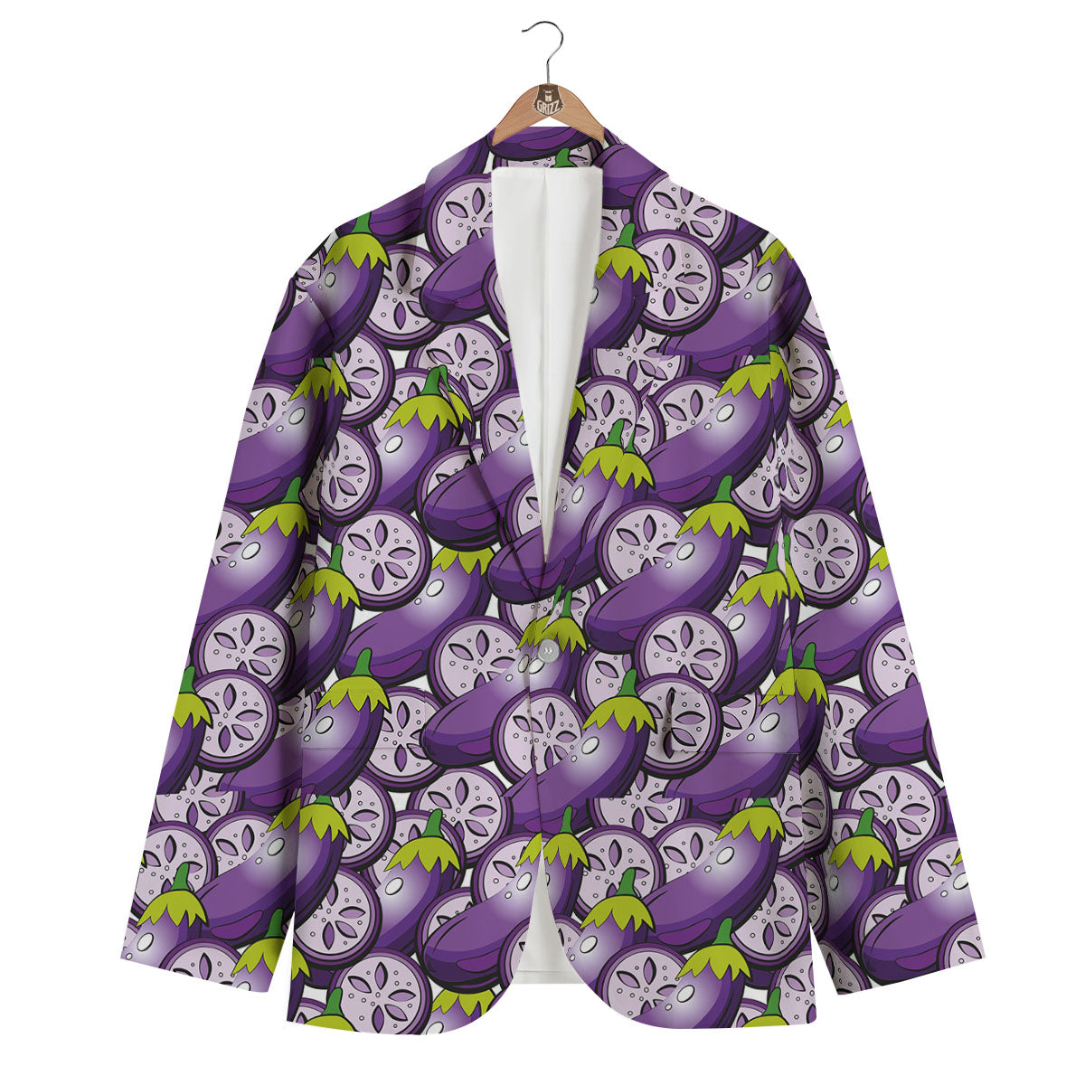 Eggplant Purple Print Pattern Men's Blazer-grizzshop