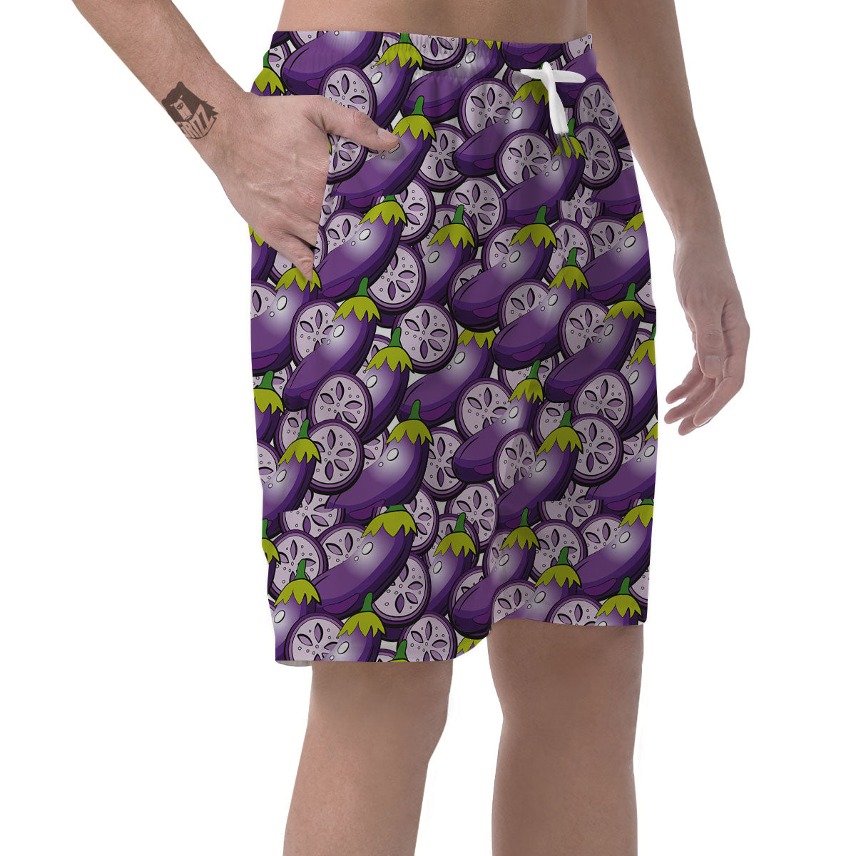 Eggplant Purple Print Pattern Men's Shorts-grizzshop
