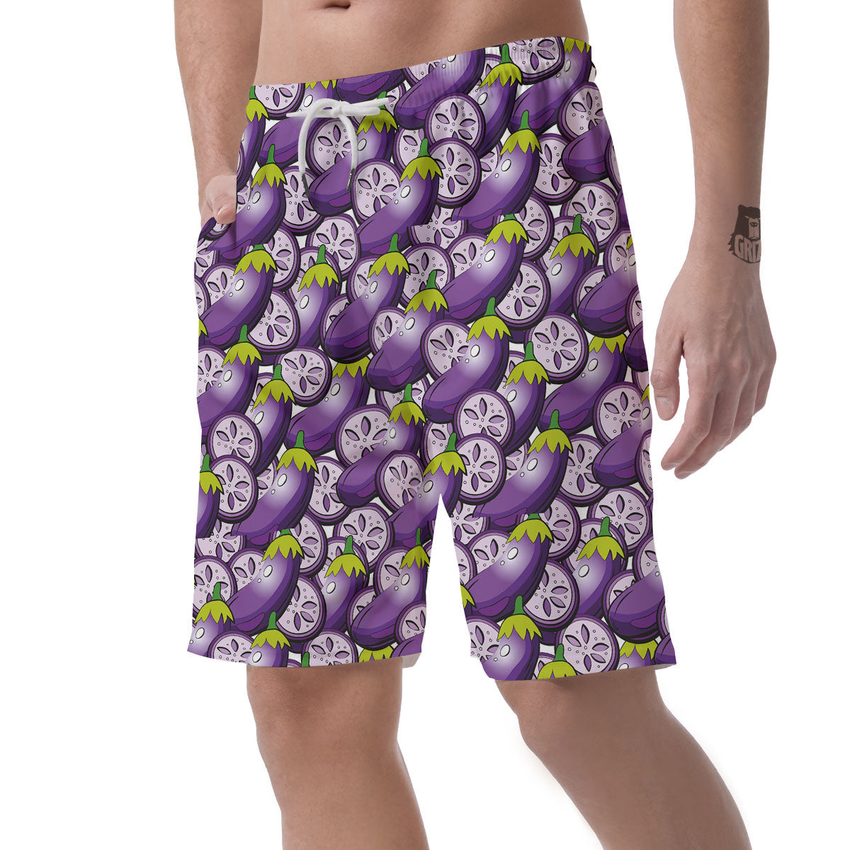 Eggplant Purple Print Pattern Men's Shorts-grizzshop