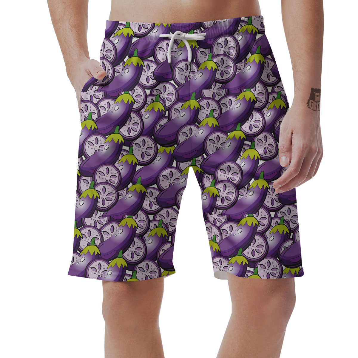 Eggplant Purple Print Pattern Men's Shorts-grizzshop