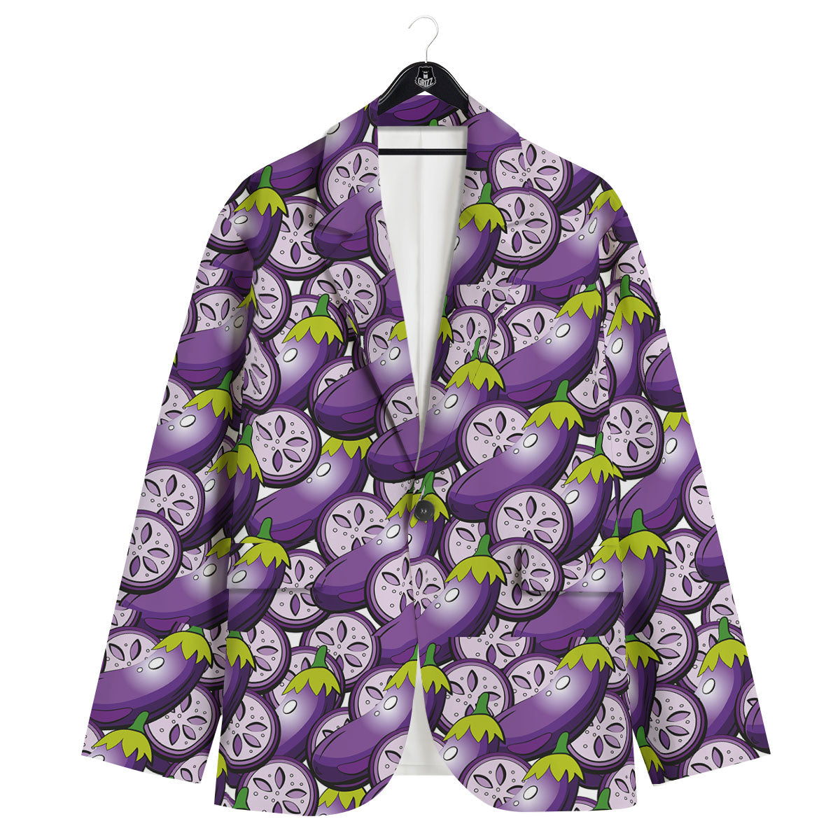 Eggplant Purple Print Pattern Men's Sport Coat-grizzshop