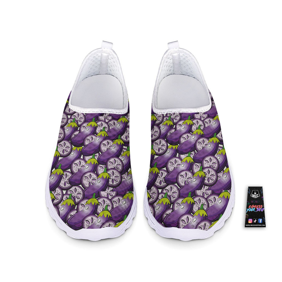 Eggplant Purple Print Pattern Nurse Shoes-grizzshop