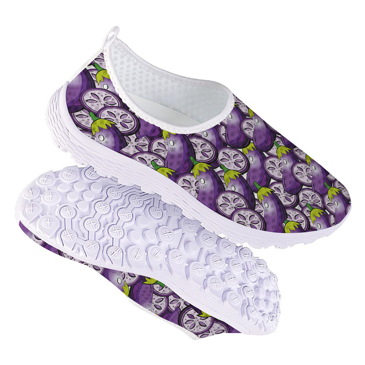 Eggplant Purple Print Pattern Nurse Shoes-grizzshop
