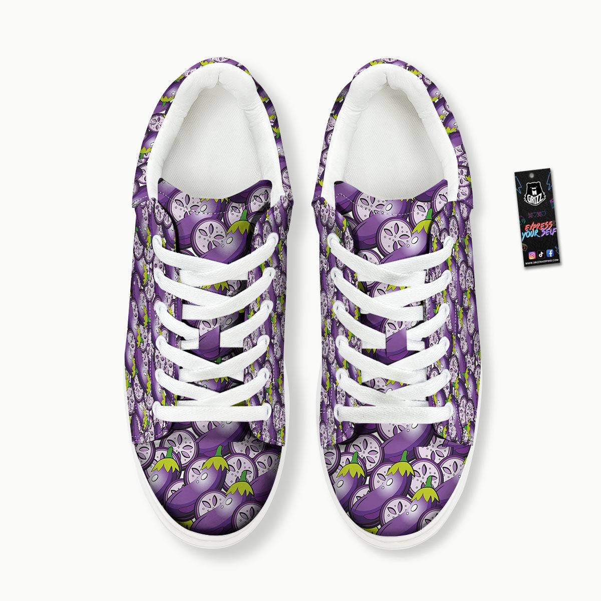 Eggplant Purple Print Pattern Platform Shoes-grizzshop