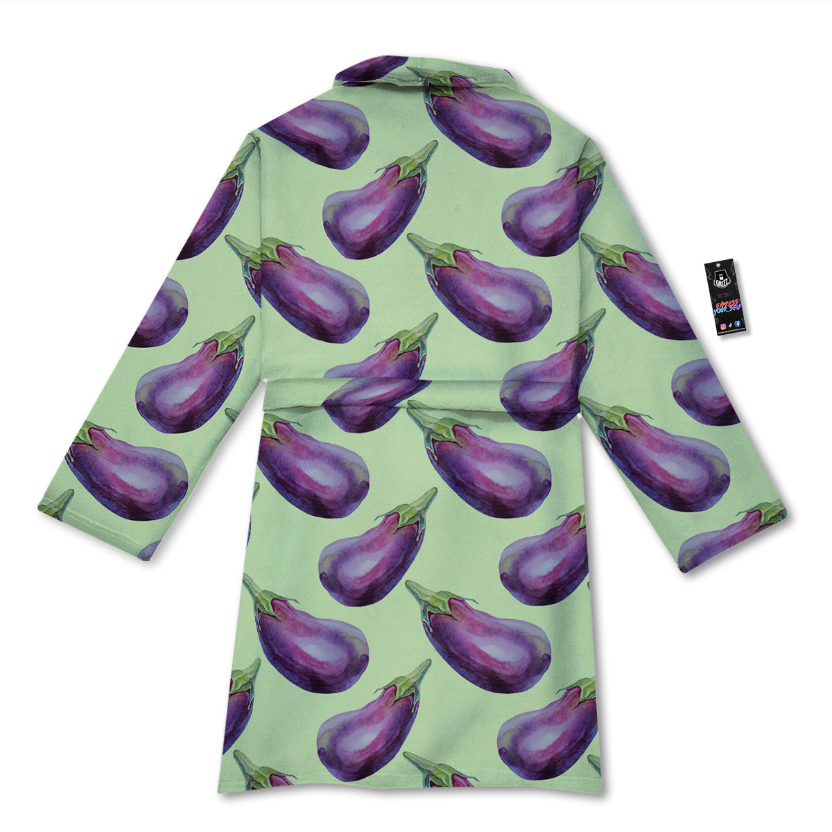 Eggplant Watercolor Pattern Bathrobe-grizzshop