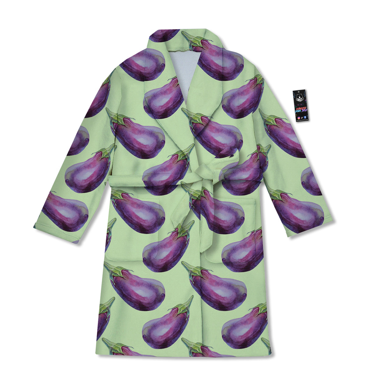 Eggplant Watercolor Pattern Bathrobe-grizzshop