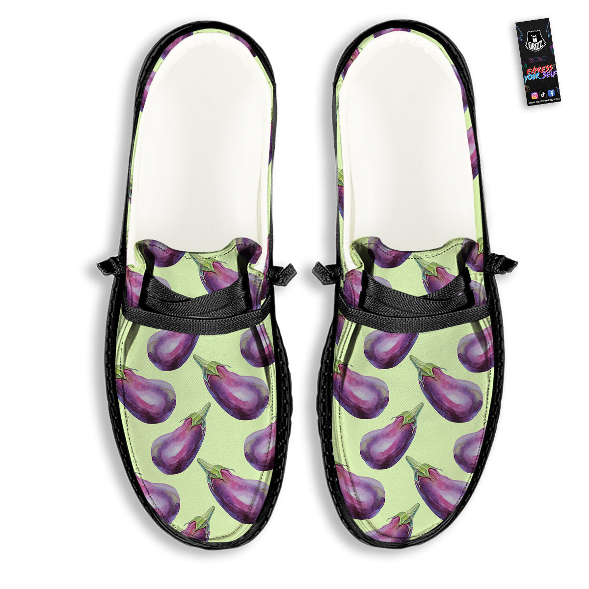 Eggplant Watercolor Pattern Black Loafers-grizzshop