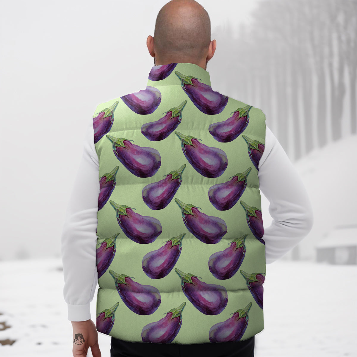 Eggplant Watercolor Pattern Down Vest