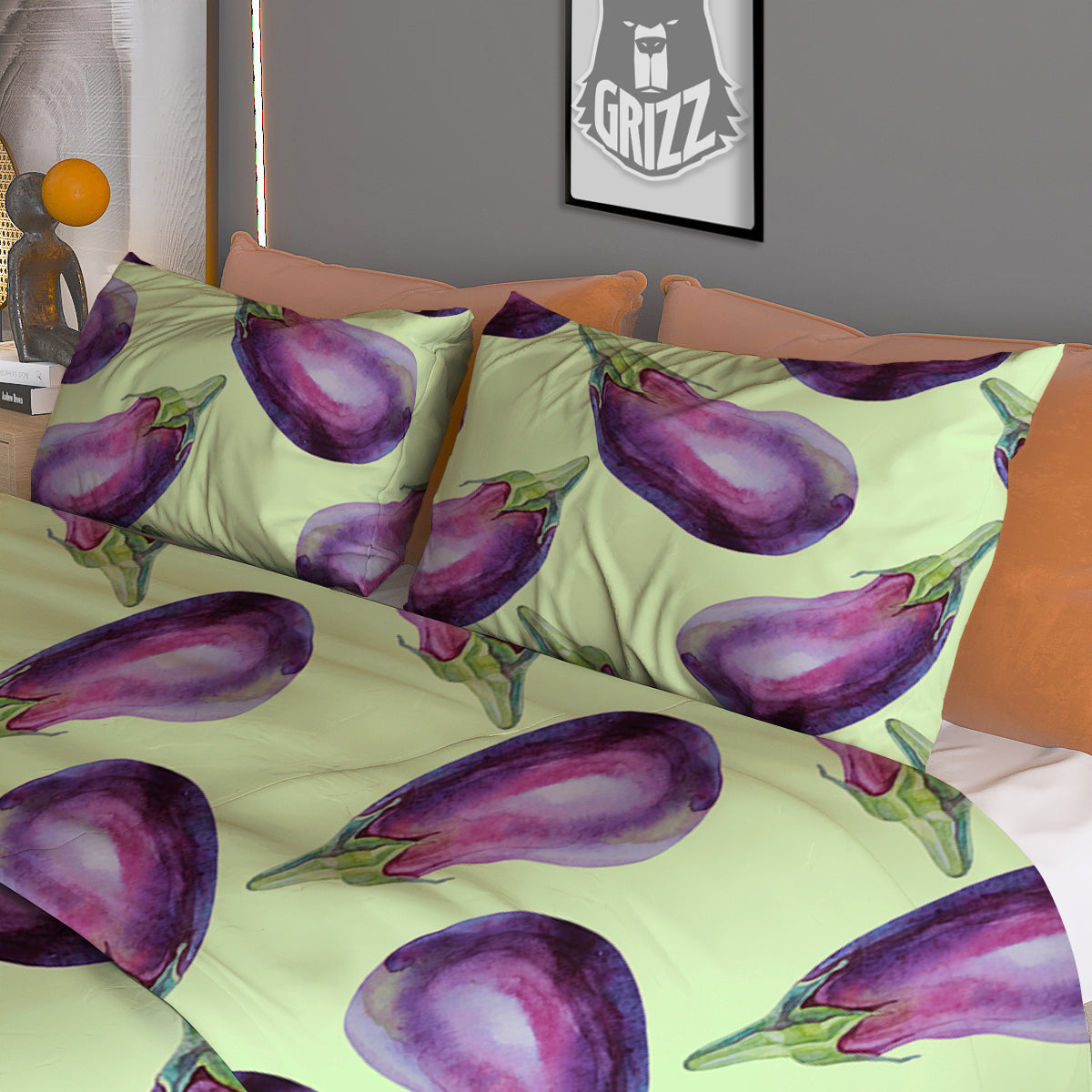 Eggplant Watercolor Pattern Duvet Cover Bedding Set