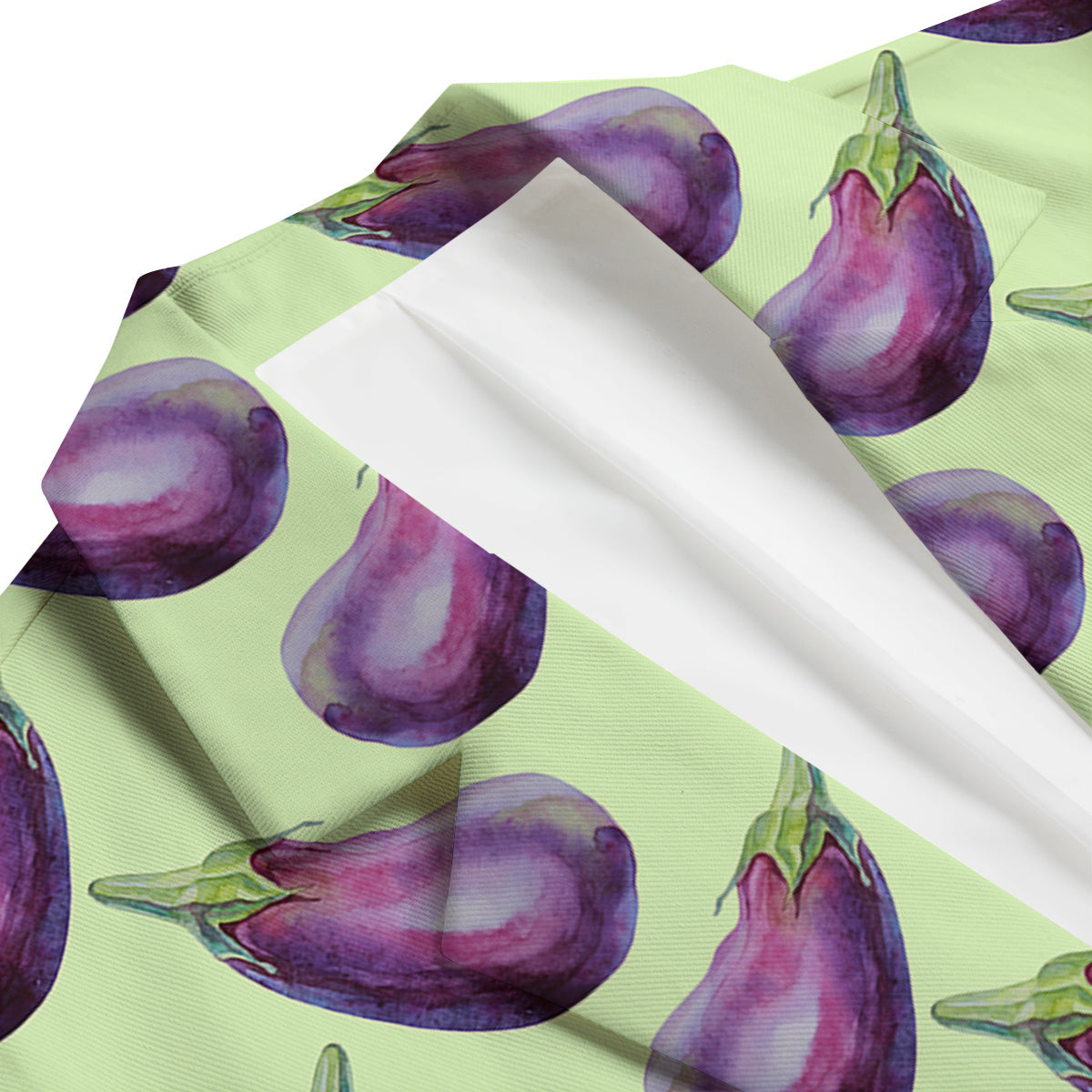 Eggplant Watercolor Pattern Men's Blazer-grizzshop