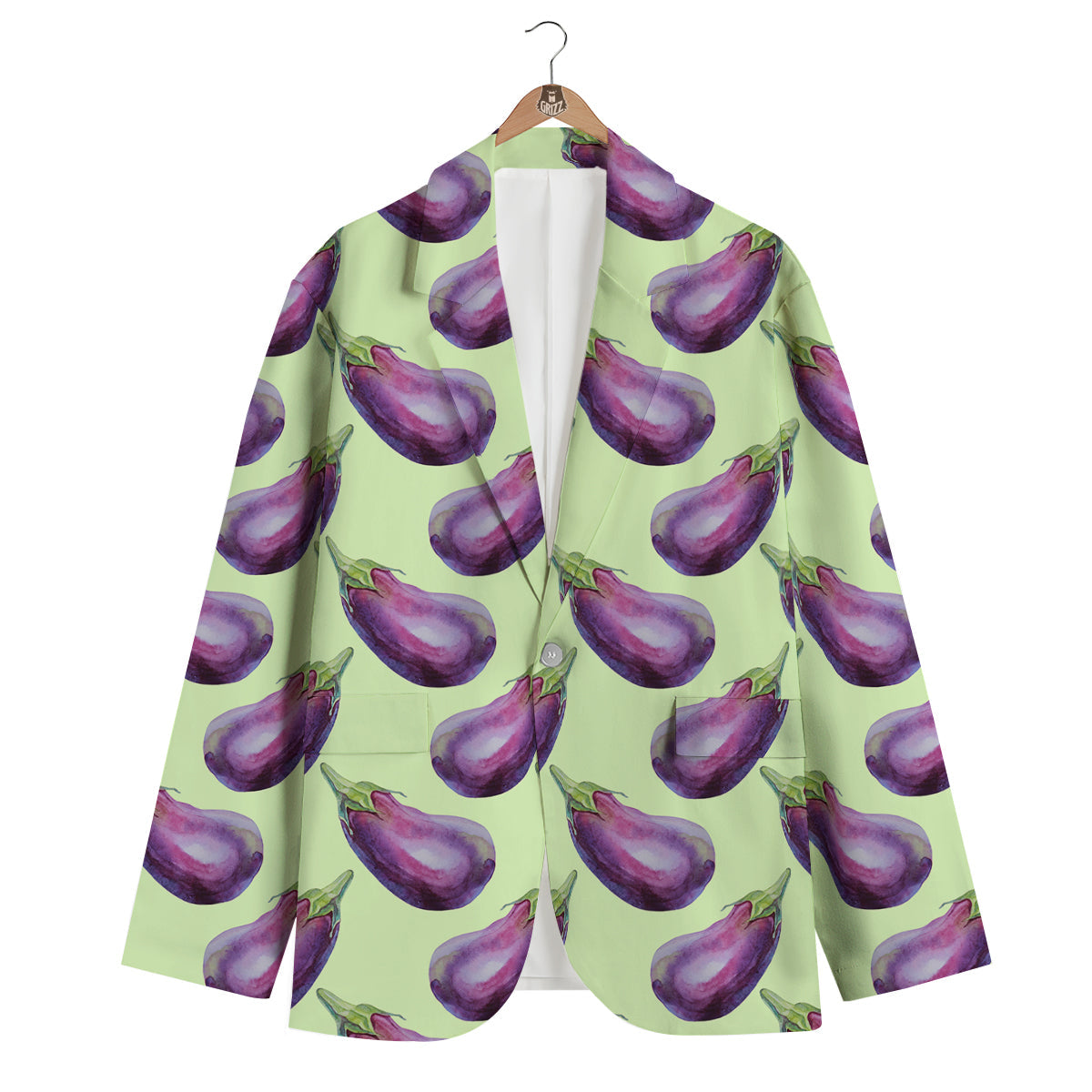 Eggplant Watercolor Pattern Men's Blazer-grizzshop