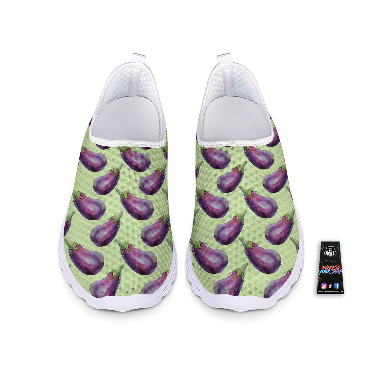 Eggplant Watercolor Pattern Nurse Shoes-grizzshop