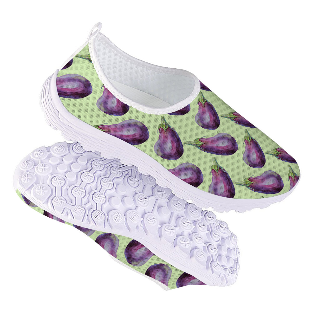 Eggplant Watercolor Pattern Nurse Shoes-grizzshop