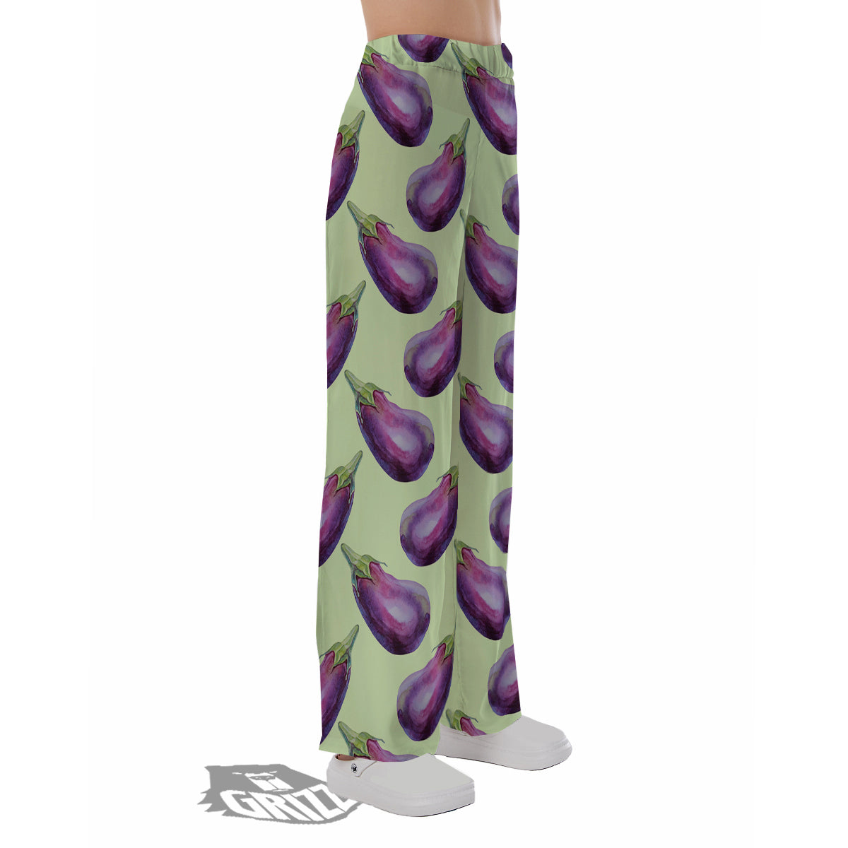 Eggplant Watercolor Pattern Pajama Pants-grizzshop