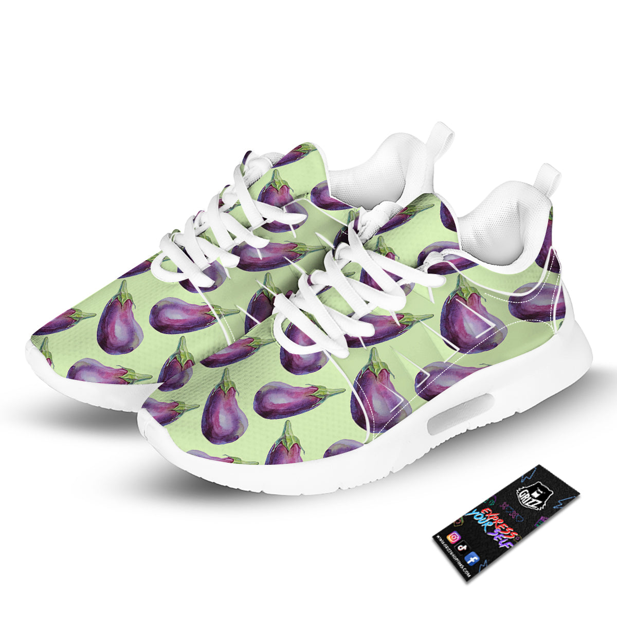 Eggplant Watercolor Pattern Tennis Shoes-grizzshop