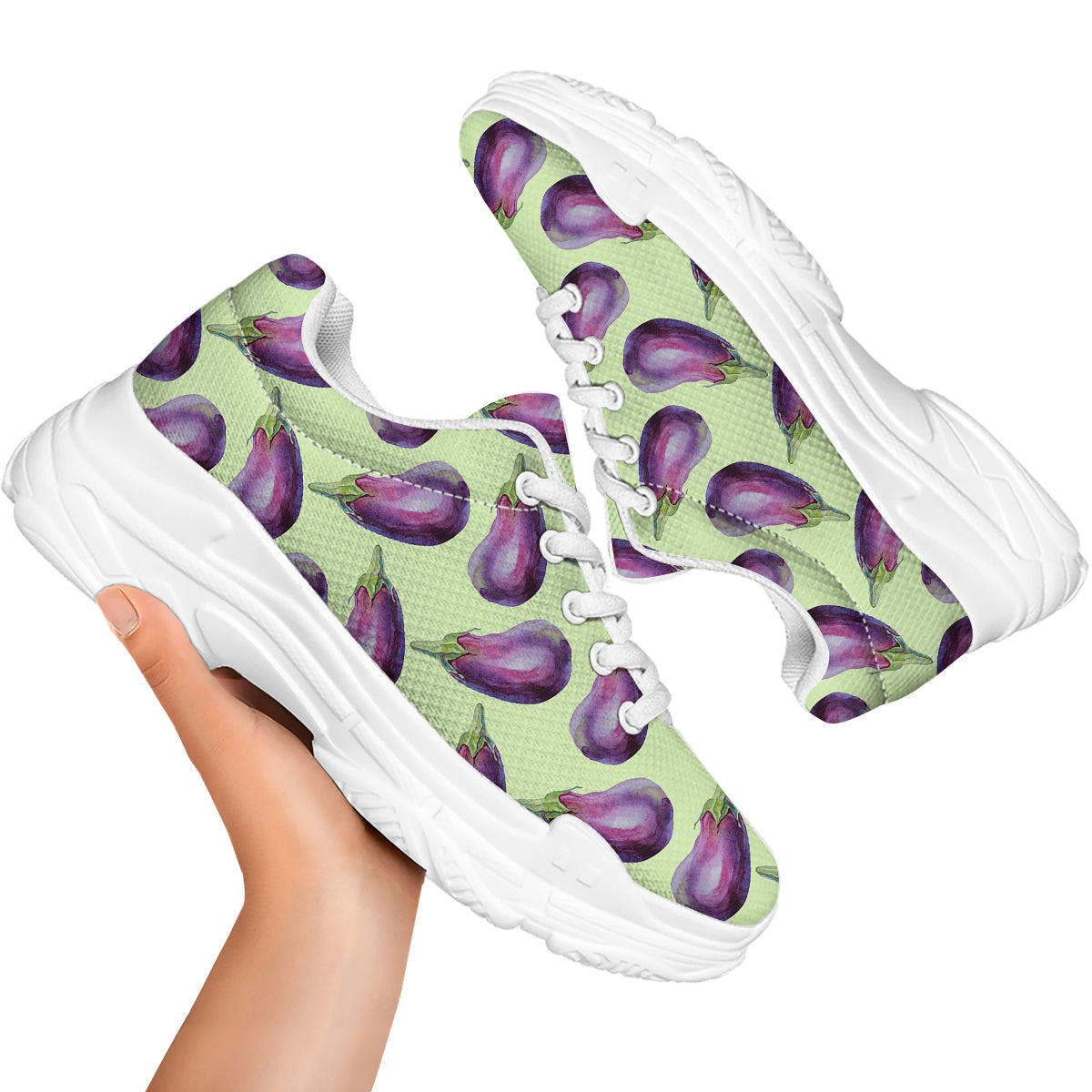 Eggplant Watercolor Pattern White Chunky Shoes-grizzshop