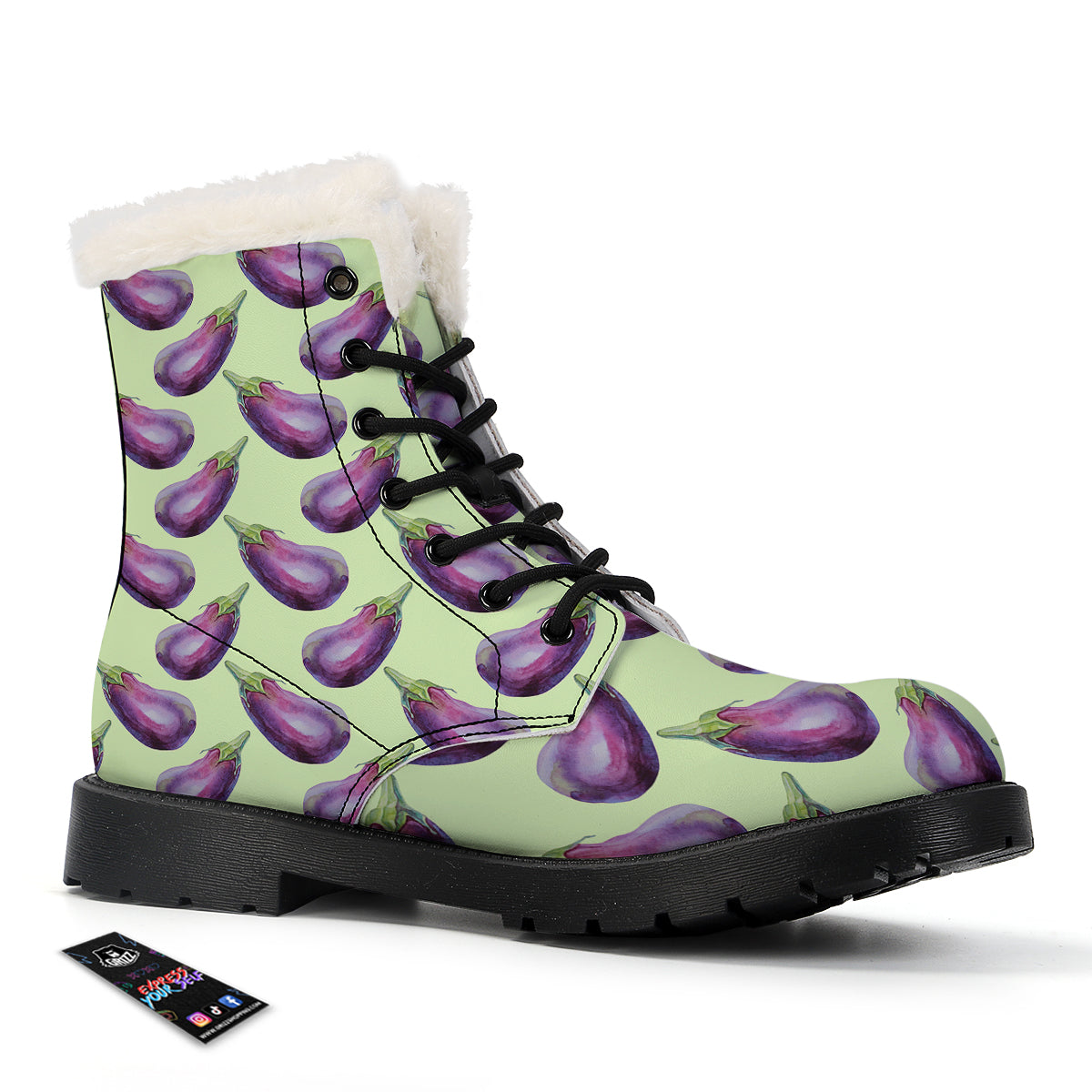 Eggplant Watercolor Pattern Winter Boots-grizzshop