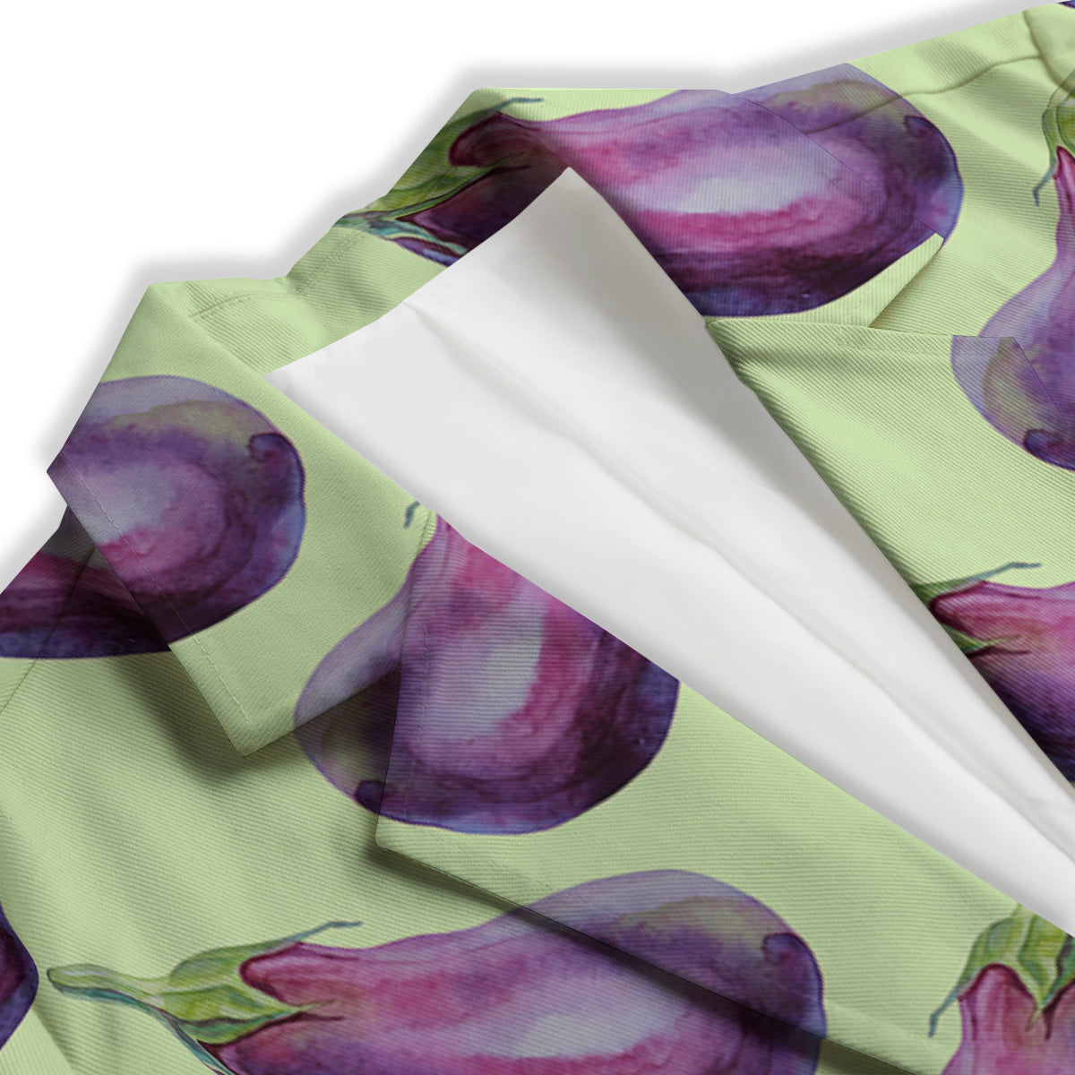 Eggplant Watercolor Pattern Women's Blazer-grizzshop