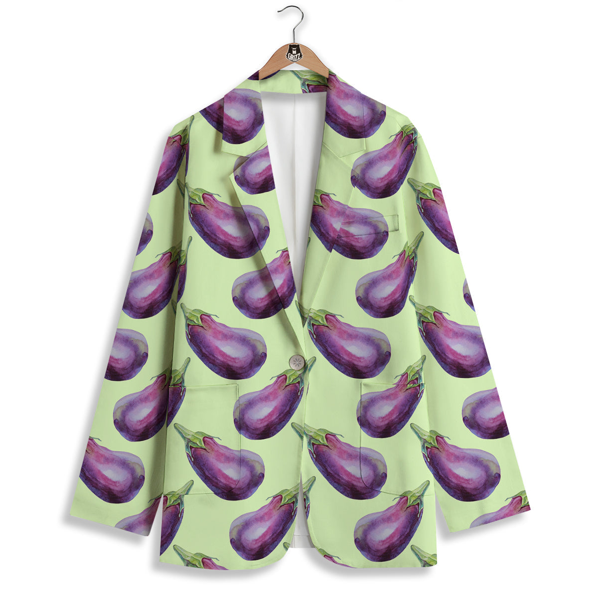 Eggplant Watercolor Pattern Women's Blazer-grizzshop