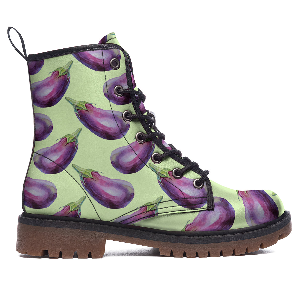 Eggplant Watercolor Pattern Work Boots-grizzshop