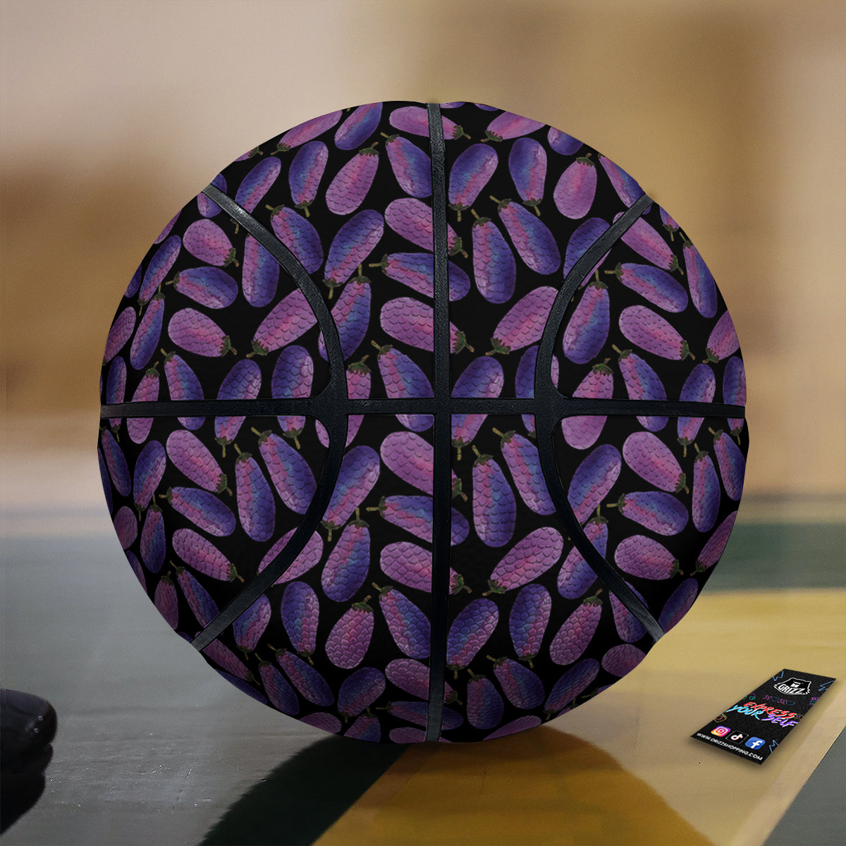 Eggplant Watercolor Print Pattern Basketball