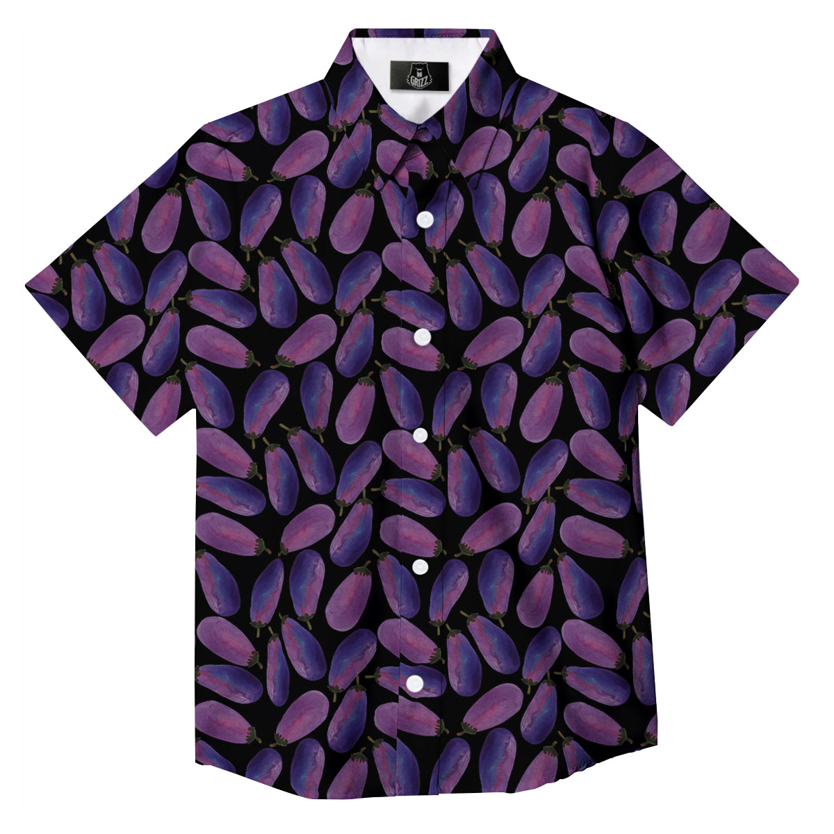 Eggplant Watercolor Print Pattern Button Up Shirt-grizzshop