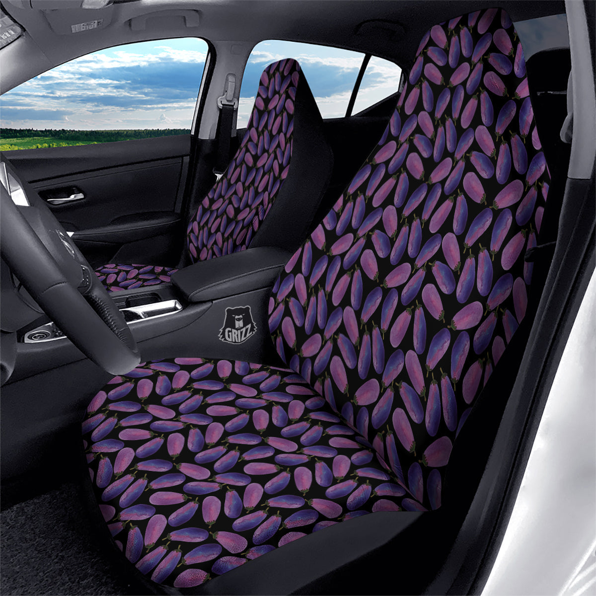 Eggplant Watercolor Print Pattern Car Seat Covers-grizzshop