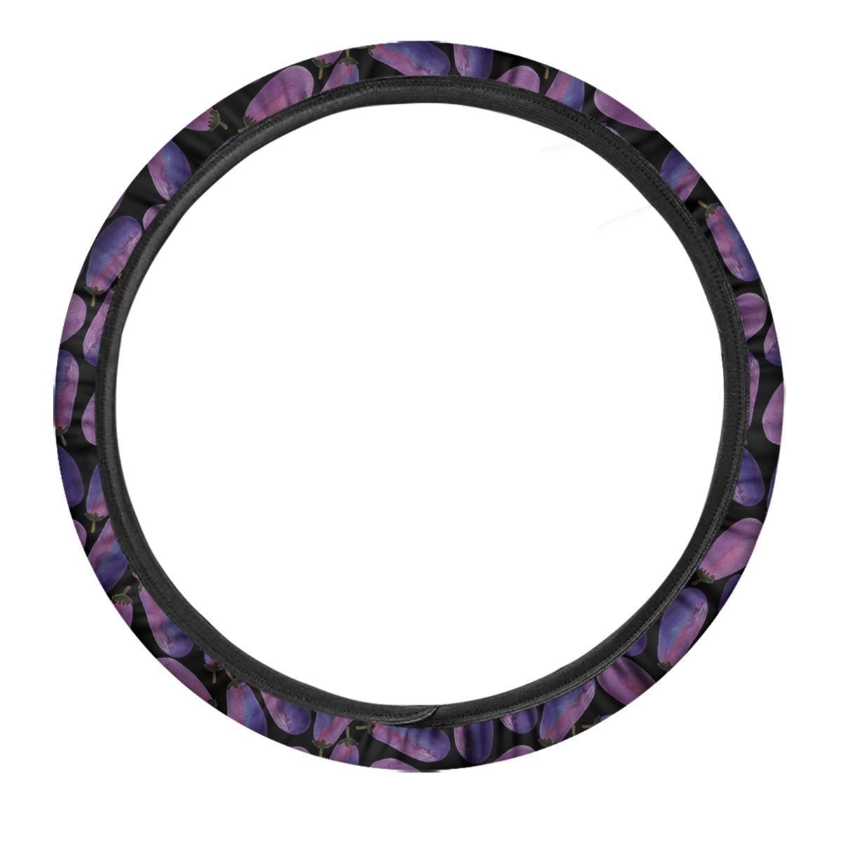 Eggplant Watercolor Print Pattern Car Steering Wheel Cover-grizzshop