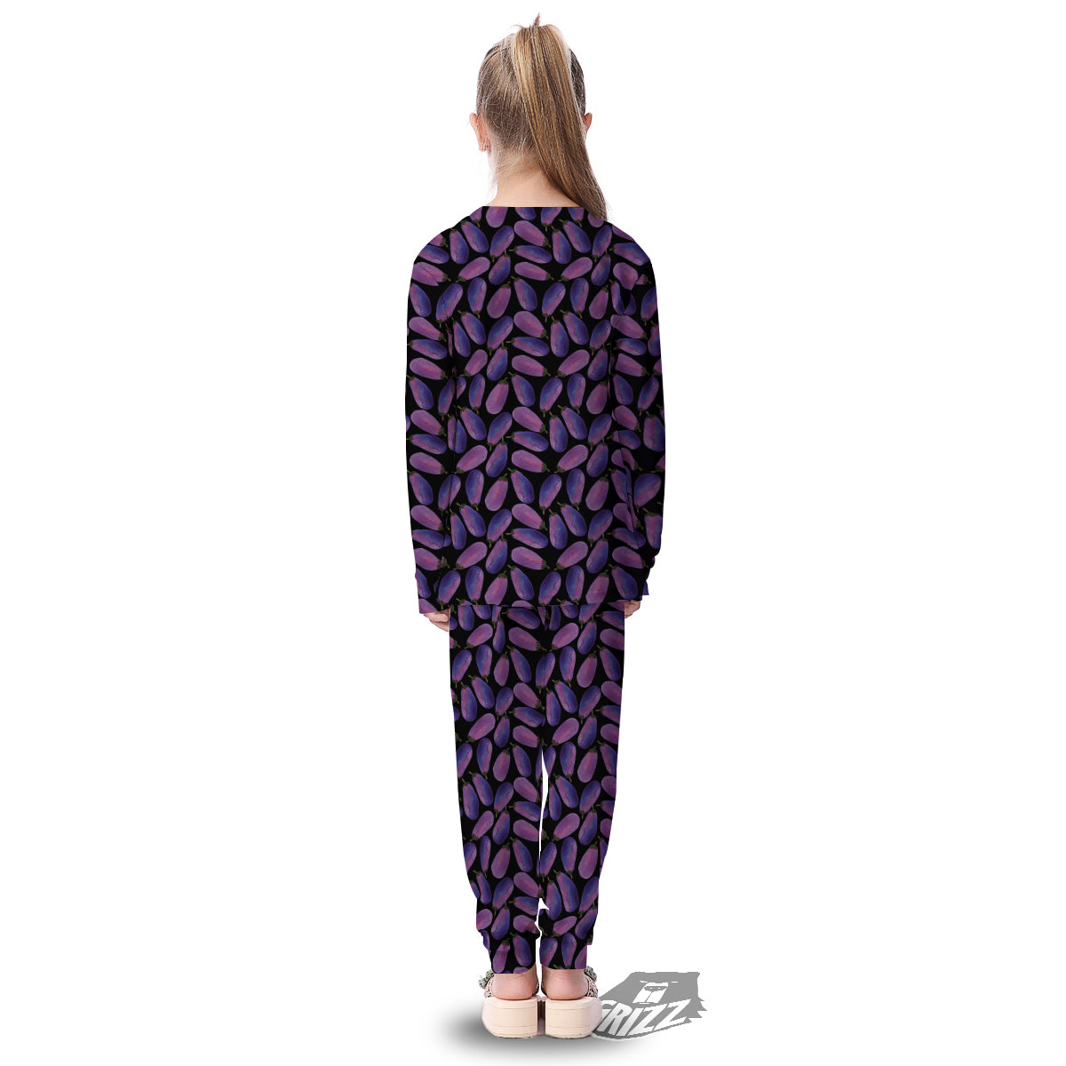 Eggplant Watercolor Print Pattern Kid's Pajamas-grizzshop