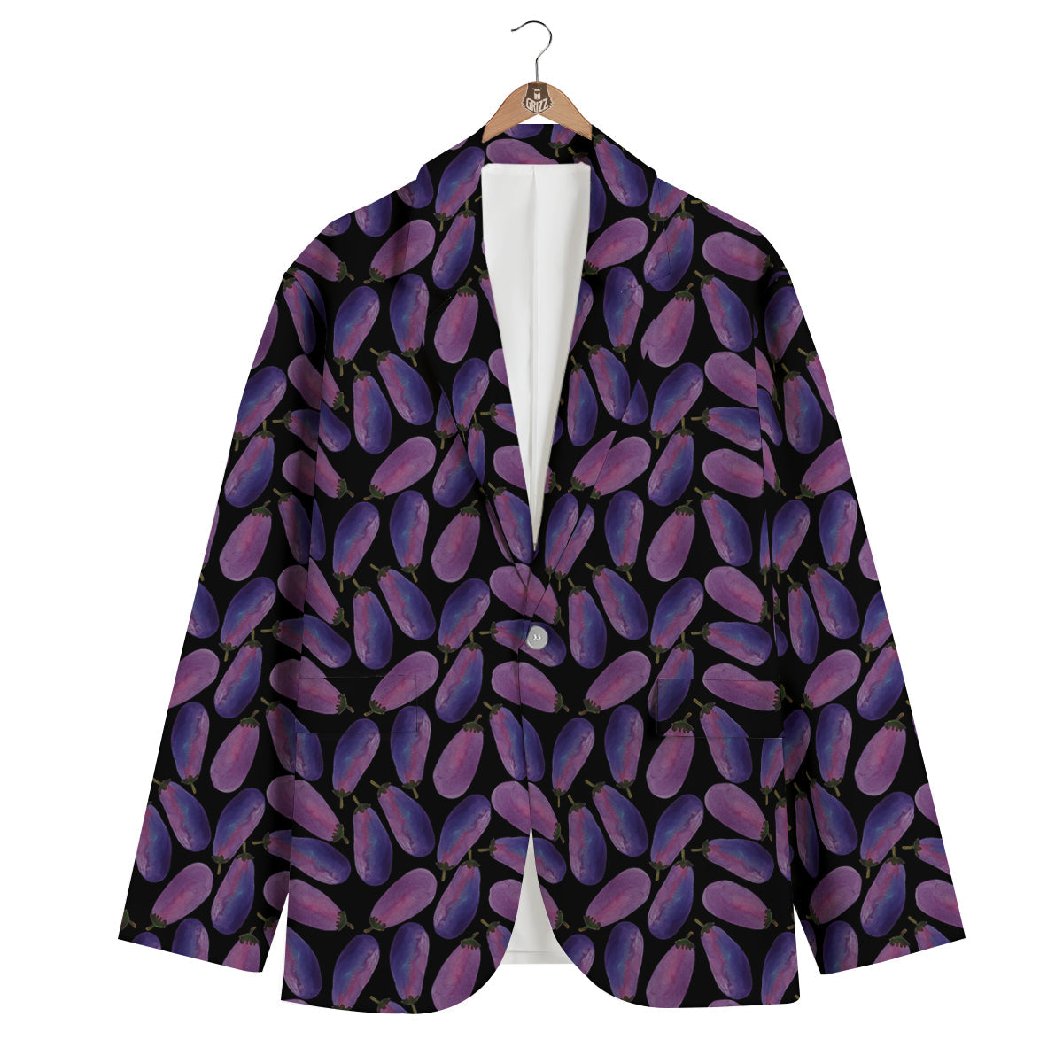 Eggplant Watercolor Print Pattern Men's Blazer-grizzshop