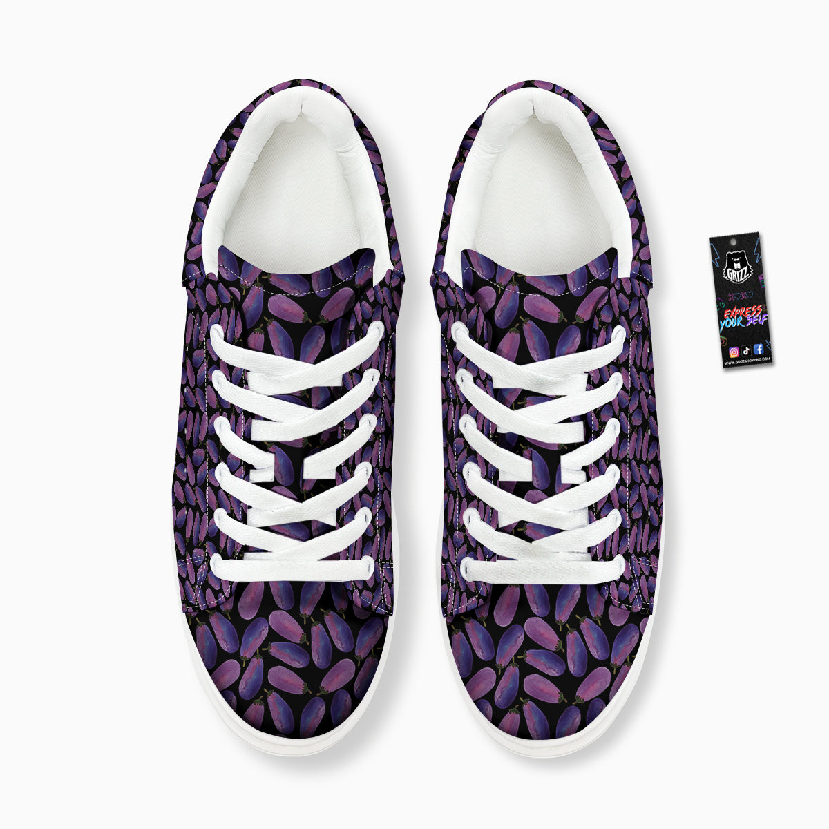 Eggplant Watercolor Print Pattern Platform Shoes-grizzshop