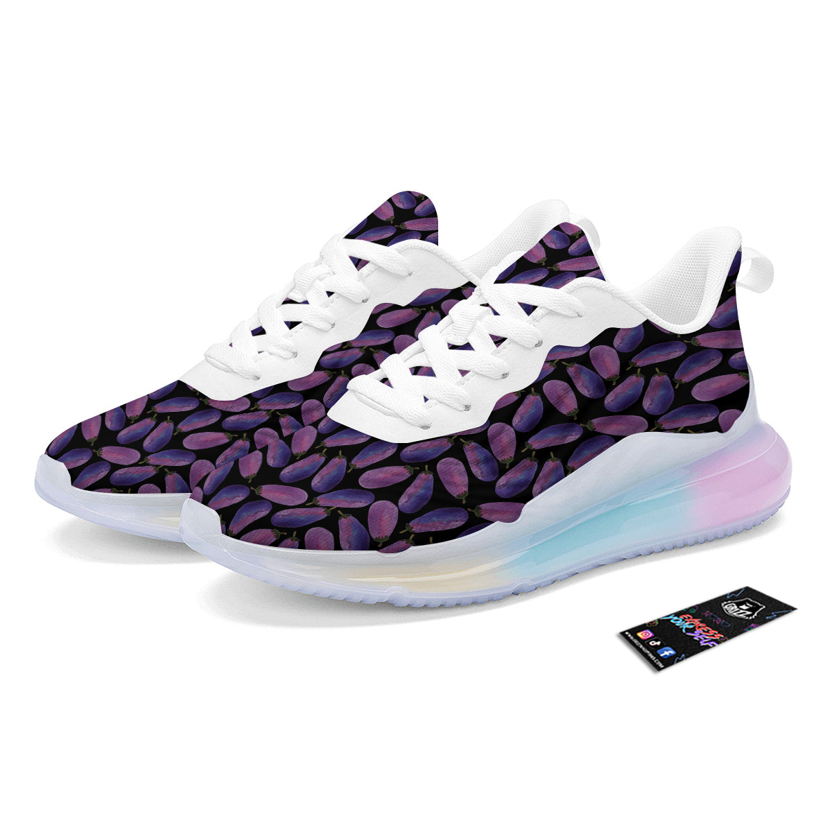 Eggplant Watercolor Print Pattern Running Sneakers-grizzshop
