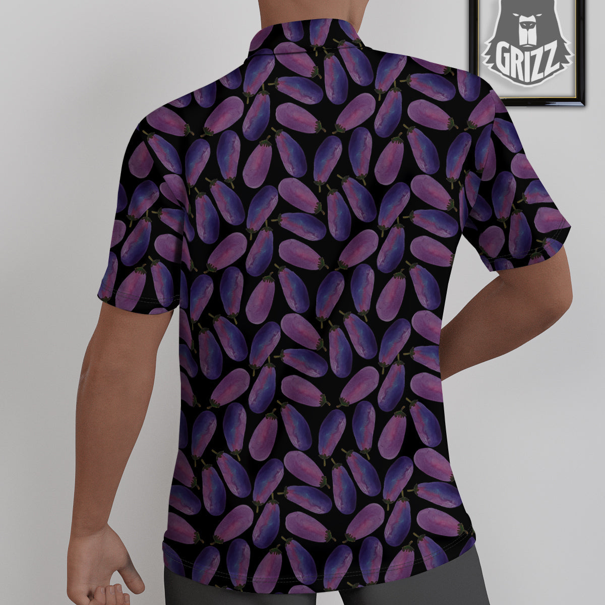 Eggplant Watercolor Print Pattern Untucked Shirts-grizzshop