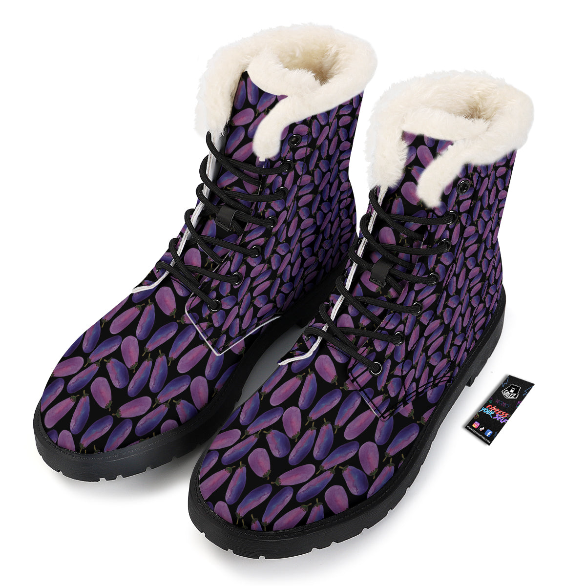 Eggplant Watercolor Print Pattern Winter Boots-grizzshop