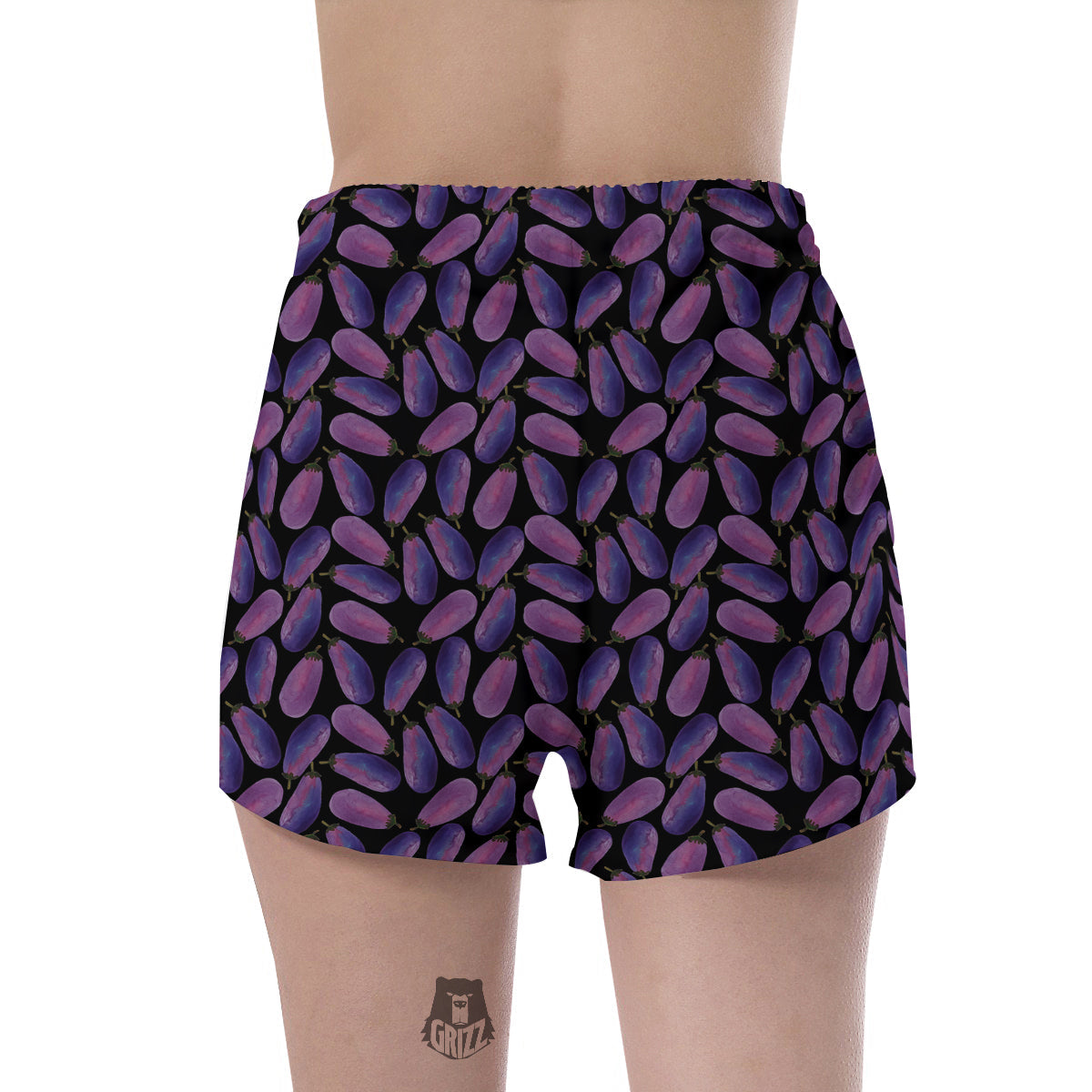 Eggplant Watercolor Print Pattern Women's Shorts-grizzshop